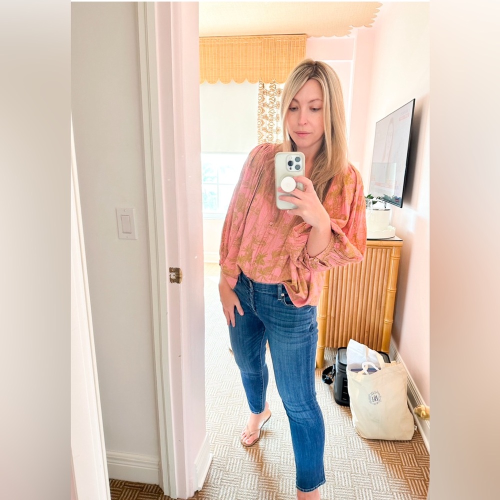Coniglio Palm Beach Shirred Half Placket Blouse